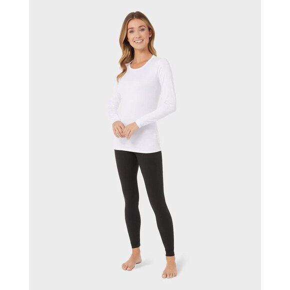 Women's Lightweight Thermal Baselayer Crew Top Long Sleeve Fitted Stretch - Picture 2 of 4